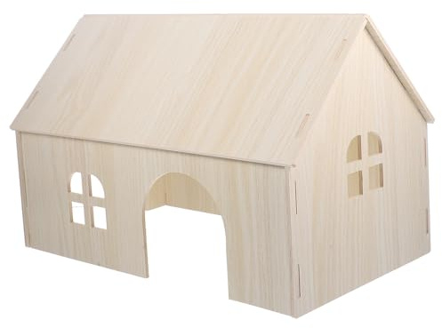 KOCKSHION Großes Holzhaus für Eichhörnchen und Igel Warmes und Komfortables Nagerhaus aus Natürlichem Holz Haustierdekoration und Gemütliches Versteck für Kleine Tiere