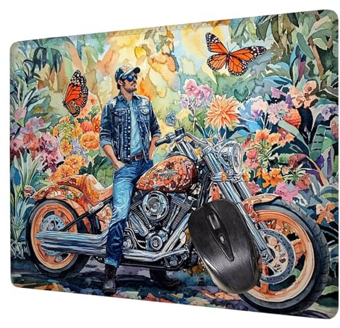 Alfombrilla Ratón Mariposa Mouse Pad Hombre Alfombrilla Escritorio, 40x30x0.3cm Tapete Rato, con Base de Goma Antideslizante, Mejora la precisión Velocidad Pequeña Mousepad Portátil para Gaming H0-647