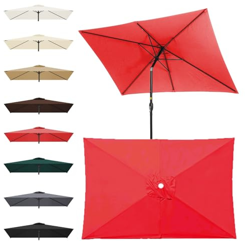 Générique Auvent De Remplacement pour Parasol, 300x200 210x140 190x125cm Toile De Rechange De Parasol Rectangulaire, 6 Baleines, Protection UV Imperméable Housse De Rechange(Red,3x2m)