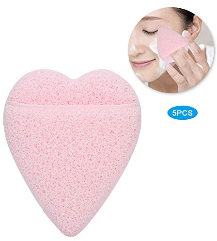 YUYTE Svamp, Hjärtformad Hjärtformad Ansiktssvamp - 5 St Exfolierande Sminkborttagningsdynor för Skonsam Ansiktsrengöring