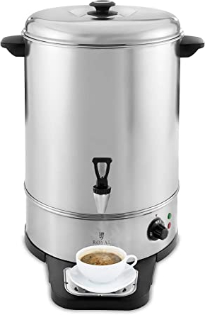 Royal Catering Distributeur de Boissons Chaudes Fontaine à Eau Chaude RCWK 30A (égouttoir, capacité totale 30L, puissance 2500W, acier inox, plastique)