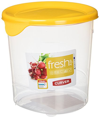 Curver Fresh & Go Boîte Ronde de 1 l, Résine, Transparent et Orange, 12 x 12 x 12 cm