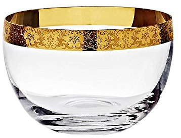CRISTALICA Schale Obstschale Konfektschale Gold Age D 12 cm Transparent mit Goldrand Hochwertiges Glas