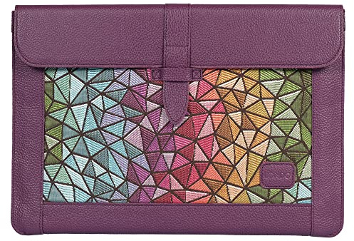 LONDO Leder Hülle Kompatibel mit MacBook Pro 14 & Air 13-13.3 Zoll (M5, M4, M3, M2, M1, Pro, Max) & iPad Pro 12.9, Premium Vollleder Laptop Tasche, Purple, Modelle 2020 bis 2026