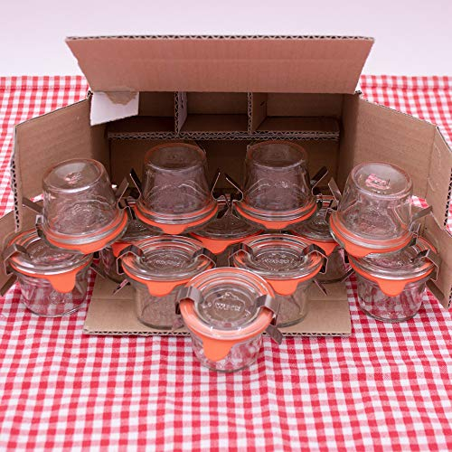 Flaschenbauer.de Weck - Lot de 12 petits bocaux en verre de 35 ml - Idéaux comme mini pot à œufs, à confiture, à provisions, ou de conserve