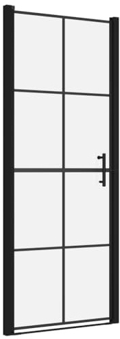 vidaXL Versatile Shower Door - Tempered Glass with Sleek Black Printing, Adjustable, Durable Aluminium Frame, Easy Maintenance, Zinc Alloy Pivots, Stainless Steel Handle