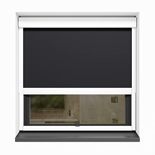 CLIP'N'SHADE Weiß - Aussenrollo gegen Hitze, Jalousie, Sichtschutz und Abdunkelung für Fenster, Hitzeschutz Rollo ohne Bohren (Breite: 100 cm, Höhe: 91-142 cm, Blickdicht)