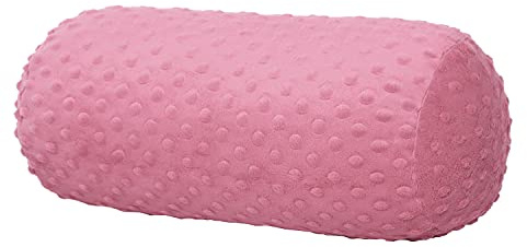 Dr. Berger Nackenrolle Nackenkissen 40x16 cm Bezug 100% Baumwolle Minky Design extra flauschig - bequemes Kissen rund, stabil - Perfekt als festes Nackenkissen, Knierolle, Rückenkissen in Altrosa