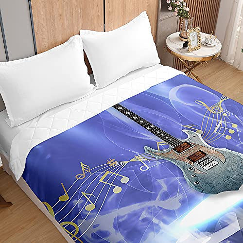 Surwin Trapuntino Copriletto Trapuntato Primaverile Estivo,Stile Moderno,Trapuntino in Morbida Microfibra con Stampa Chitarra 3D Leggero Coperta Letto Singolo Matrimoniale (Palcoscenico,180x220cm)