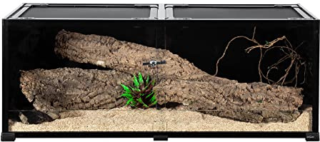 REPTI ZOO 68 Gallon Reptile Terrariums, 48 X 18 X 18 Reptiles Tanks Enclosure for Bearded Dragon Ball Python Snake, Black-Tinted ECO Glass Reptile Habitat with Sliding Door & Top Screen Ventilation