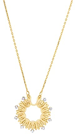 GIORO Sunshine 585 Gold Halskette mit handgefassten Steinen besetzt Damen-Collier Anhänger Schmuck