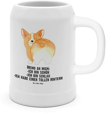 Mr. & Mrs. Panda Bierkrug Corgi Po - Geschenk, Hundespruch, Hundemama, Corgie, Hund, Sprüche, Motivation, Steinkrüge, 0, Selbstliebe, Bierkrüge, 5 l,