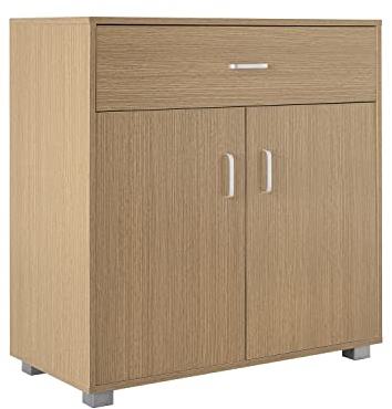 Brigros Wehome - Mobiletto Multiuso 2 Ante Battenti Con 5 Ripiani E 1 Cassetto, Adatto A Diversi Utilizzi Come Mobile Ingresso, Mobiletto Bagno, Mobiletto Cucina (Rovere)