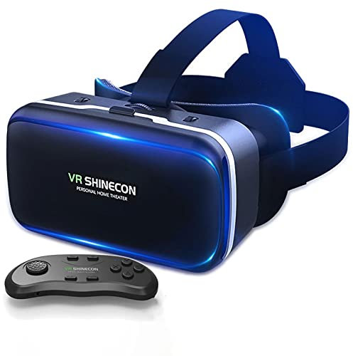 MYPOWR Gafas Realidad Virtual, Caja Gafas VR Gran Angular Visual De Pantalla Completa De Realidad Virtual Auriculares Casco Gafas 3D VR con Control Remoto para iOS Android (Color : Black, Size : B01)