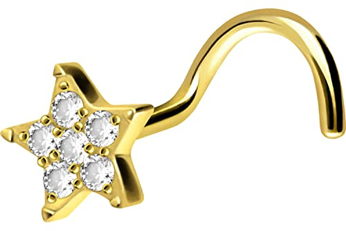 PIERCINGLINE Titan Nasenpiercing Spirale | KRISTALLSTERN | Nasenstecker | Farbauswahl
