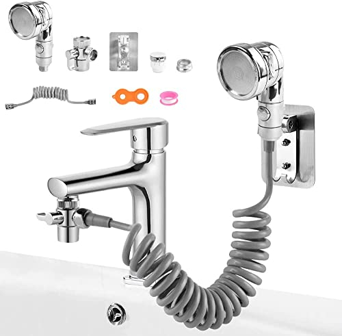 KARBAG Basin Handheld Shower Kit, Sink Faucet Hose Sprayer Attachment with 3-Mode Shower Head & 1.5m Flexible Hose Handheld Sink Sprayer for Kitchen Faucet, Bathroom, Laundry Room,Pet Bathing