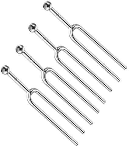 A440 Tuning Forks, 4 Pack Stainless Steel Tuning Fork, Standard A 440 Hz Violin Guitar Tuner Accessories Compatible with Musical Standard Instruments Violin Guitar Tuner Device