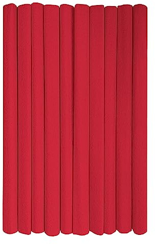 Interdruk - Crepe Paper Rolls for Kids, DIY and Decorations - Pack of 10 Reels (50cm x 200cm, 28g/m2) - 07 Red