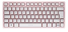 CHERRY KW 7100 MINI BT, Compact Multi-Device keyboard with 3 Bluetooth Channels, UK Layout (QWERTY), Flat Design, incl. Transport Pouch, Cherry Blossom