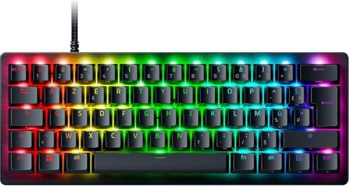 Razer Huntsman V3 Pro Mini (Switches analógicos) - Teclado óptico 60% (conmutadores analógicos Ajustables de 0,1 a 4,0 mm, Disparo rápido, Teclas PBT Doubleshot) Teclado AZERTY | Negro