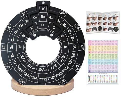 Rockhouse Circle of Fifths Wheel Metal Melody Tool Chord Wheel with Stand Holder - Music Theory Learning Tool for Guitar Piano Musicians Songwriting
