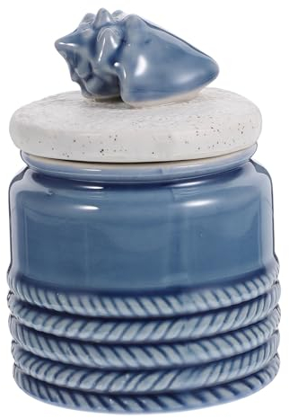 Ciieeo Nordic Style Ceramic Tea Storage Pot Lid Waterproof Decorative Storage Jar for Home Kitchen Small Ocean Blue Style