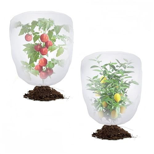 2 Pack 1.5x1M Fine Insect Netting – Garden Mesh Cover with Drawstring, Veggie Protection Net for Vegetables, Fruit Tree Netting, Butterfly Proof & Bird Deterrent Plant Cover for Flowers, Fruits