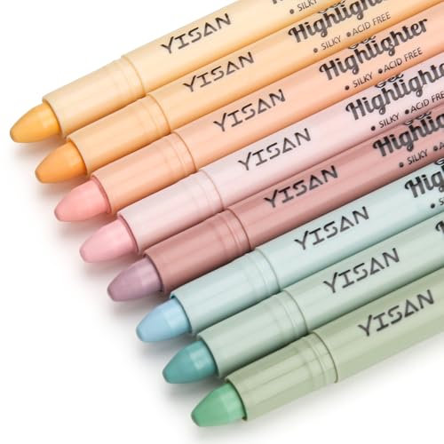 YISAN Bible Highlighter, Dry Highlighter,No Bleed Wax Highlighters, 8 Aesthetic Colors,70627
