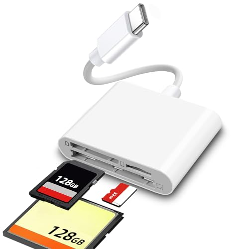 3in1 Gbformat Lettore di Schede SD USB C TF/CF Card Reader, Adattatore per Lettore di Schede da TIPO C a SD/TF/CF di Memoria a 3 Slot, Micro SD Card Reader per Phone/Pad/Laptop/Fotocamere