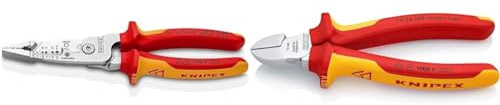 KNIPEX 13 76 200 ME WireStripper Metric Version Insulated & Diagonal Cutter Chrome-Plated, Insulated with Multi-Component Grips, VDE-Tested 160 mm 70 06 160