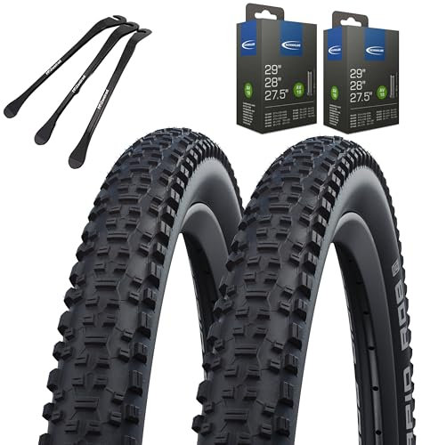 2 x Schwalbe Rapid Rob Fahrradreifen 29 x 2,10 Zoll 54-622 Schwarz Schlauch wählbar + MSZweirad Reifenheber (AV Schlauch, 29 x 2,10 Zoll (54-622))