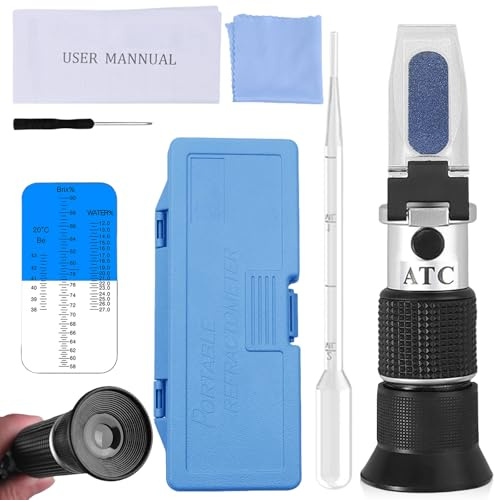 Rifrattometro antigelo 4 in 1, tester antigelo con ATC, tester antigelo, rifrattometro per il test di protezione antigelo automobilistico, liquido per lavavetri, acido batterico, glicole propilenico