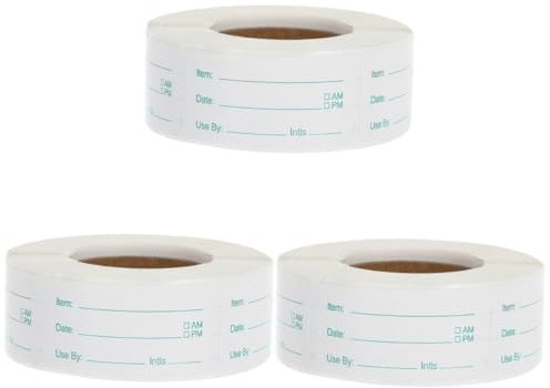 FUNOMOCYA 3rolls Food Storage Labels Adhesive Date Stickers for Freezer and Pantry Writable Stickers for Jars Containers and Meal Prep Easy Peel and Apply for Kitchen Organization
