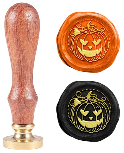 PH PandaHall Halloween Wachssiegel Stempelset 25mm /1 Zoll Kürbis Siegelstempel Abnehmbarer Retro Messingkopfstempel Für Halloween Dekor Kartenverpackung