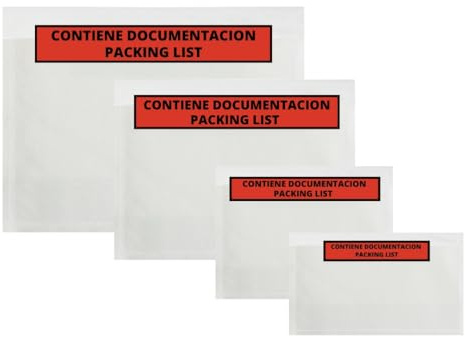 Buste portadocumenti adesive - Docufix Packing List - A6 A5 A4 DL - Busta Contiene documentazione Albarán/fattura - Busta trasparente in plastica per bolla - LADIJET (100, A6 | 165 X 122 mm)