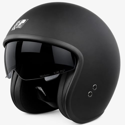 Römer Jethelm RR10701 - Motorradhelm mit Sonnenvisier + gratis klaren Visier, matt schwarz, Gr. M