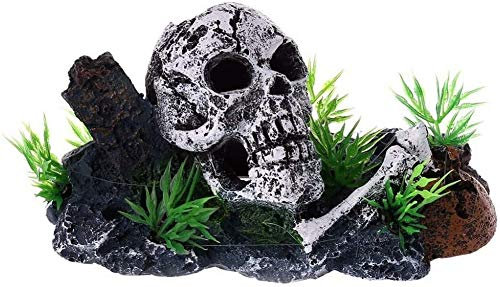 Teschio Scheletro Acquario Ornamento Nascondendo Cave Fish Tank Decorazione Decor