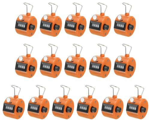 PATIKIL Compteur Clics, 16 Pièces 4 Chiffres Compteur Clics Mécanique Portable pour Coaching Tricot, Golf, Tours, Pêche, Orange
