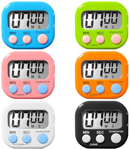 6 temporizadores digitales de cocina, temporizador de huevos, cronómetro magnético digital, temporizador de cocina, alarma fuerte, cuenta regresiva, temporizador de cocina con soporte LCD para