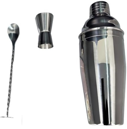 QIUYMGFG Cocteleras Cocktail Kit de Juego de coctelera de 750ml, Kit de Barman de 24oz, Herramientas para coctelera de Bar, Jigger de 15/30ml, Cuchara con Receta de cóctel