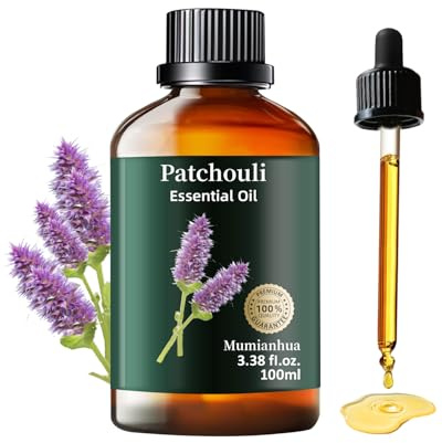 Olio Essenziale di Patchouli Puro, Mumianhua Olio di Patchouli Olio Naturale per Diffusori, Profumi, Cura della Pelle e Capelli, Preparazione Saponi, Fai da Te e Spray‌ 100 ml