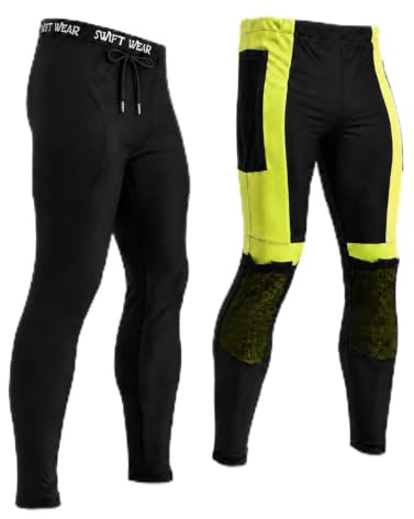 Swift Wear Kevlar Lined Motorbike Unisex Protective Leggings Motorcycle Safety Pant Mens Womens Under Pants CE Approved Removable Armours Slim Fit
