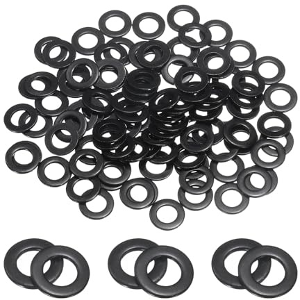 QUARKZMAN 100 Stück M5 Unterlegscheiben, 5,4mm ID x 10mm OD x 1mm Dicke Schwarz Verzinkte Edelstahl Beilagscheiben für Schrauben, Muttern, Gewindestange