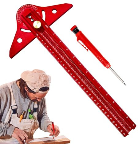 Gramil Para Carpintería | Medidor De Ángulos Para Carpintería | Regla De Medición Ajustable Multifuncional En Aluminio Ligero Y Preciso Para Marcado En Estructuras