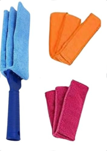 Spazzola Pulizia+2 Ricambi- Pulisci Persiane Termosifone Tapparelle con Panno in Microfibra