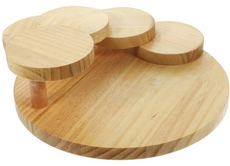 ULTECHNOVO Bandeja Giratoria De Madera Para Servir Sushi Japonés, Plato Creativo Redondo, Diseño Rústico Seguro y Duradero, Adecuado Para Cocina y Restaurante, 5 Niveles Escalonados