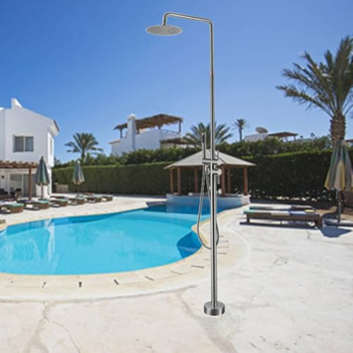 XJTNLB Doccia da Esterno Autoportante Doccia da Giardino in Acciaio Inossidabile Spazzolato, Docce Esterne da Giardino per Piscina, Spiaggia