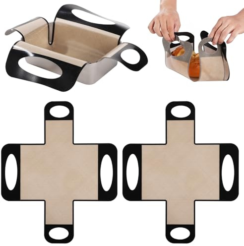 Kronabelle Silicone Baking Slings, Dough Transfer Tools, Reusable Sourdough Baking Mats, Non-Stick Bread Pan Lifters with Four Handles, 2 Pcs Silicone Loaf Pan Liners, Fit 9X5 Or 1.5-Lb Loaf Pans