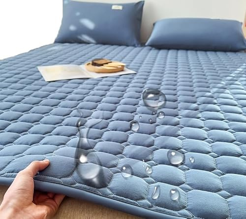 wasserdichte Matratzen -Toper -Matratzen -Beschützerin mit Stapelbett Weiche Textur Matratze Umhüllungspadweiche Matratze -Pad -Abdeckung mit elastischen Gurten (Farbe: Blau, Größe: 180x200 cm (71 x