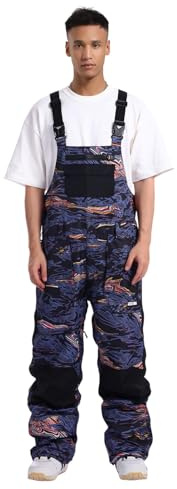 GSOU SNOW Uomo Salopette da Sci Bavaglino da Snowboard Pantaloni da Neve - Multi Tasche Leggeri Impermeabili Antivento Traspiranti Caldi